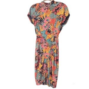 Vintage Barbara Barbara Dress retro style floral print circa 1980s - 1990 Sz XS
